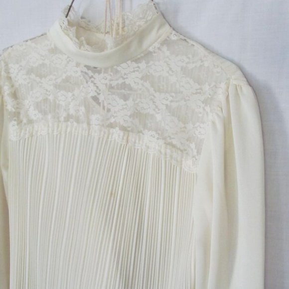 2 pc Beautiful Bohemian Ecru Lace Dress 80s Dresses Gypsy Hippie Long Skirt - Picture 4 of 5